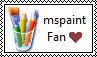 a stamp with the quote 'mspaint fan' right next to one of the program logo